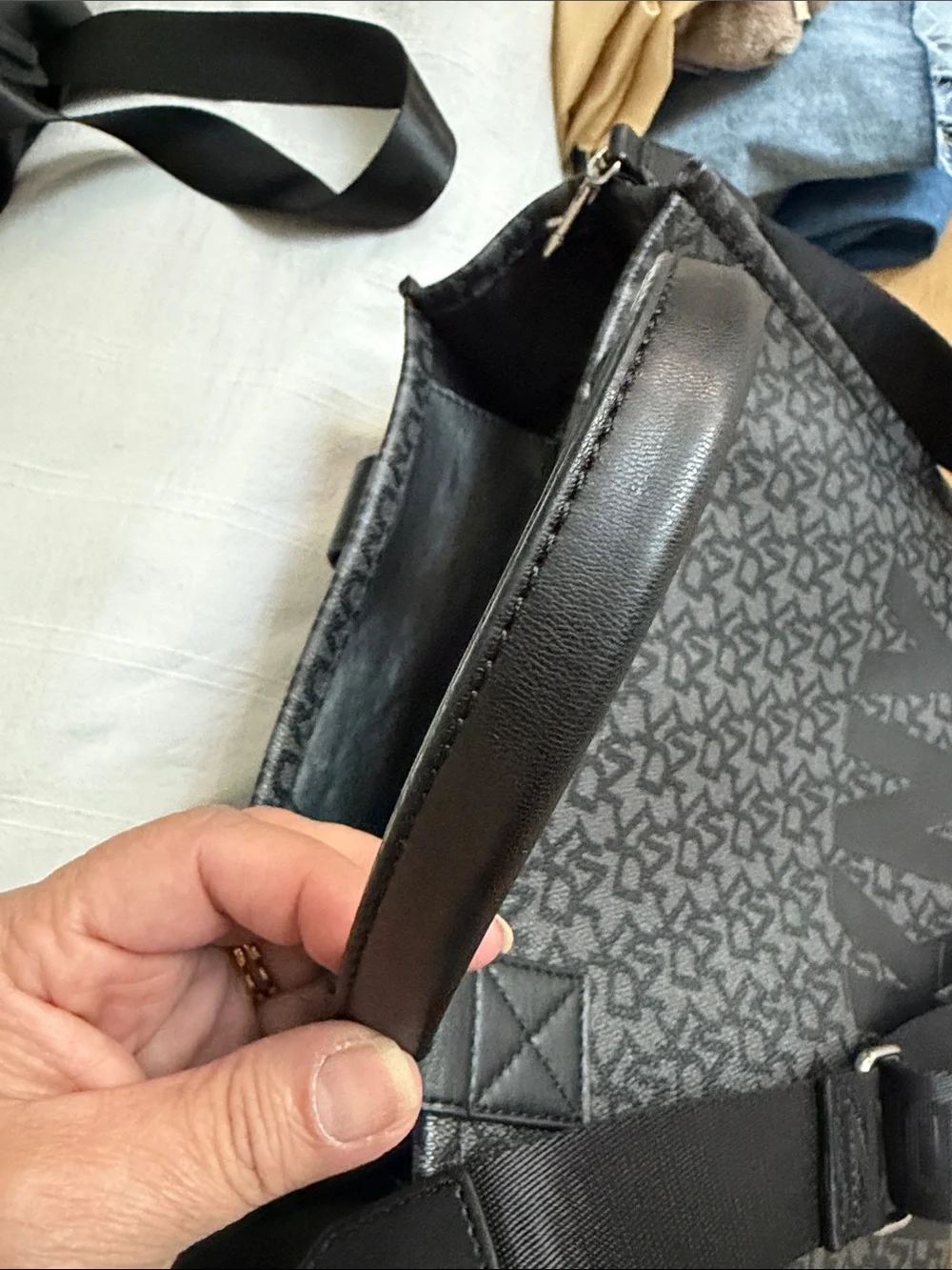 DKNY Black and Charcoal Logo Tote
